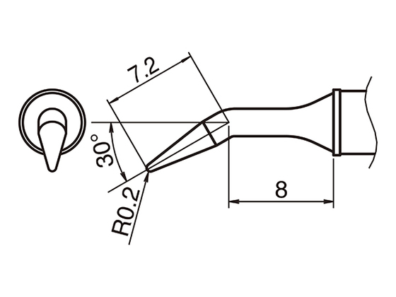Soldering tip T31-0.2RLB, 450°