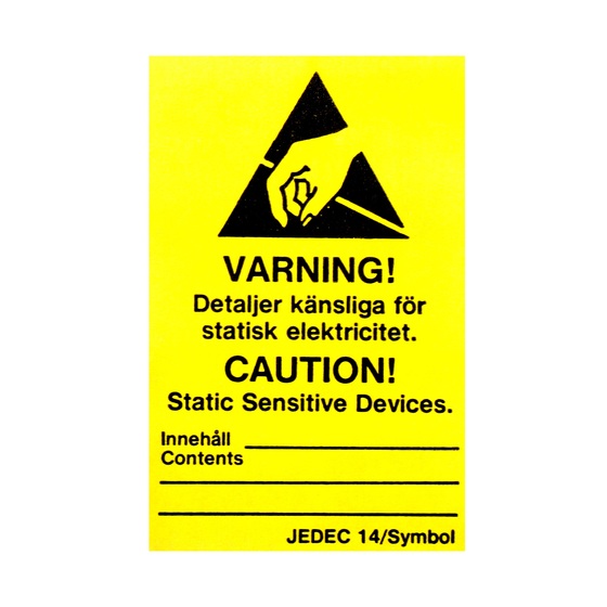 Attention label rectangular 
45x65 mm